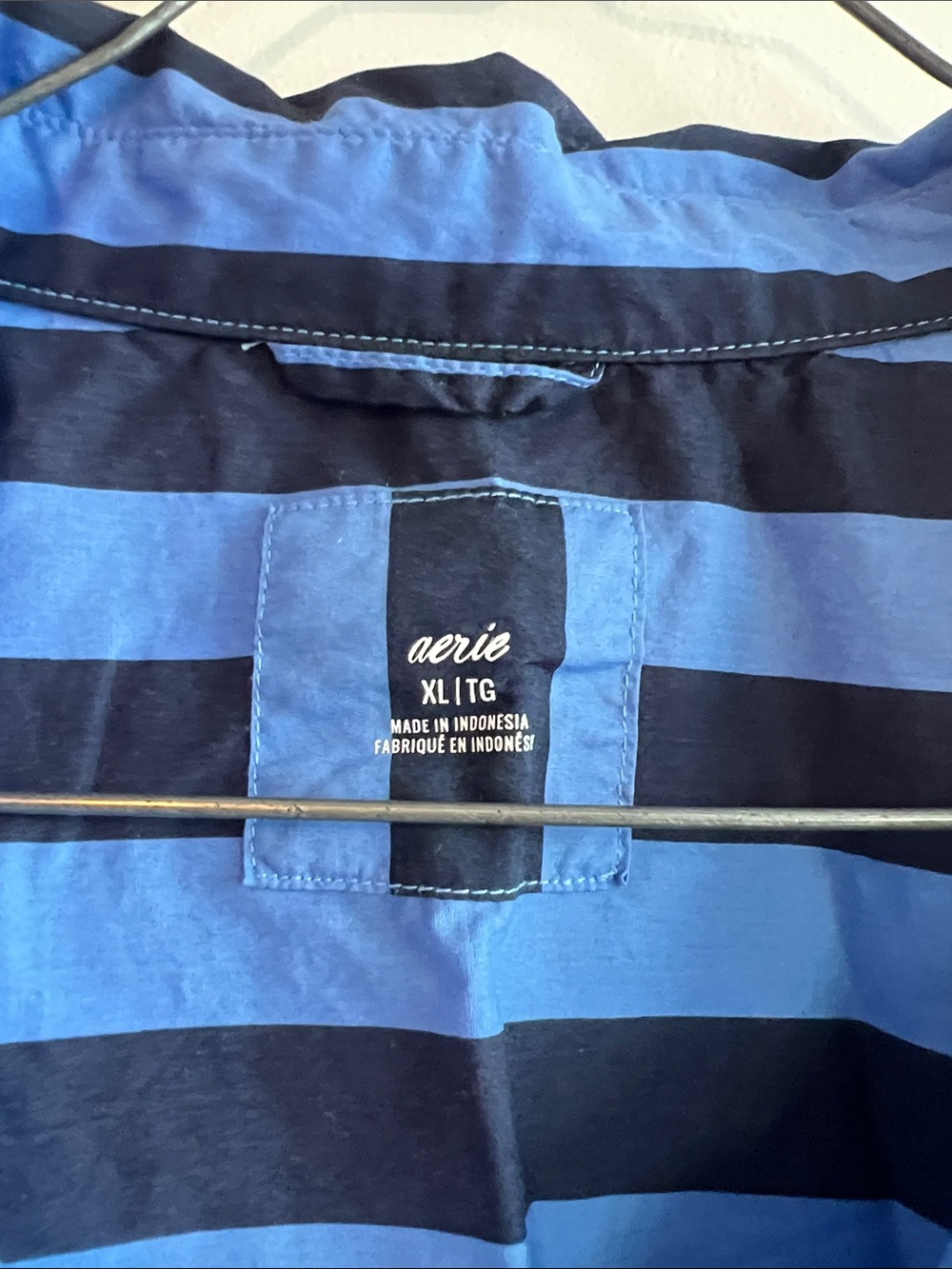 Aerie Women’s Oversized Blue Striped Button-Up Shirt - Picture 2 of 2